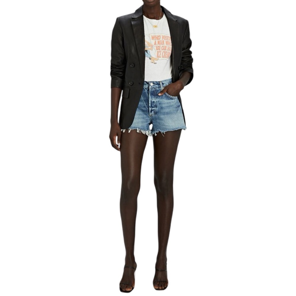 Agolde Light Blue Distressed Cutoff Denim Shorts